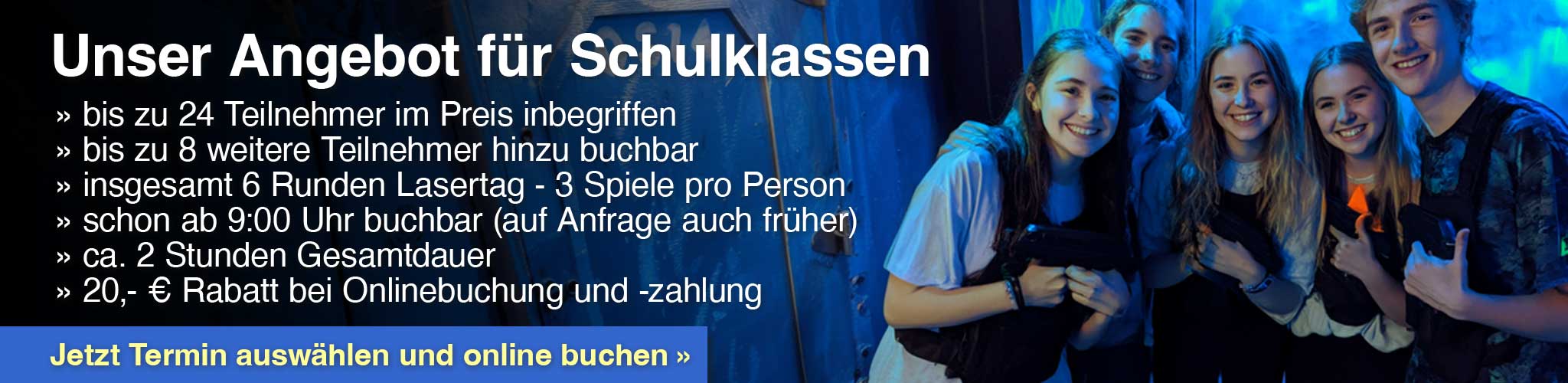 Klassenfahrt zum Lasertag buchen
